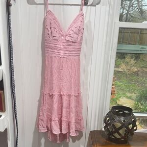 Pink Lace Trim Dress
